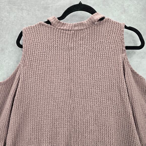 Andree by Unit Purple Long Sleeve Cold Shoulder Collar Sweater Cardigan Medium - Picture 6 of 8